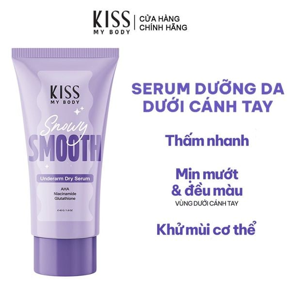 Serum Dưỡng Vùng Da Dưới Cánh Tay Kiss My Body Hỗ Trợ Phục Hồi Sáng Da Snowy Smooth Underarm Dry Serum 45g